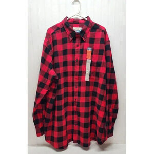 St. Johns Bay Big & Tall Red & Black Plaid Flannel Shirt 2XLT Classic Fit Super